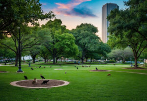  Green space in Arlington, TX, featuring healthy trees that are vital for urban biodiversity and tree preservation. 