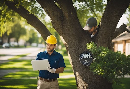 ISA Certified Arborists conducting a professional tree pruning in Grapevine assessment, ensuring proper tree care, structural integrity, and long-term health.